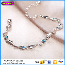 Bracelet de mode diamant bleu bijoux en argent sterling en gros # P3003